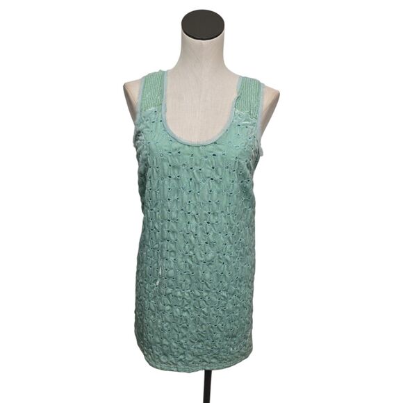 Free People Mint Velvet Beaded Sleeveless Mini Shift Dress Size 2 Pastel Green‎ - Picture 1 of 11